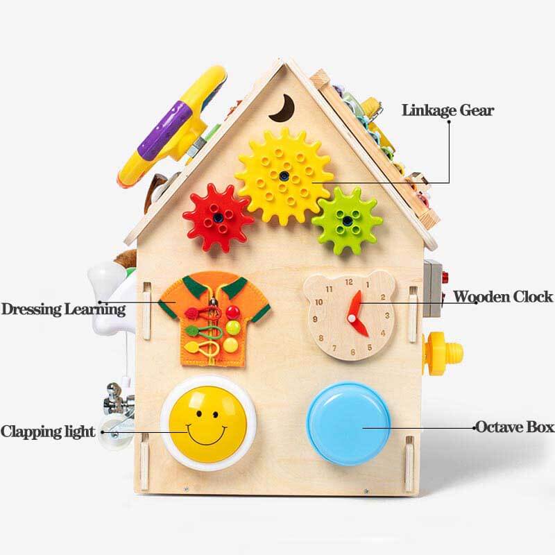 🏠✨ Montessori Houten Busy House - Educatief Speelplezier & Vaardigheidstraining 👶🏻